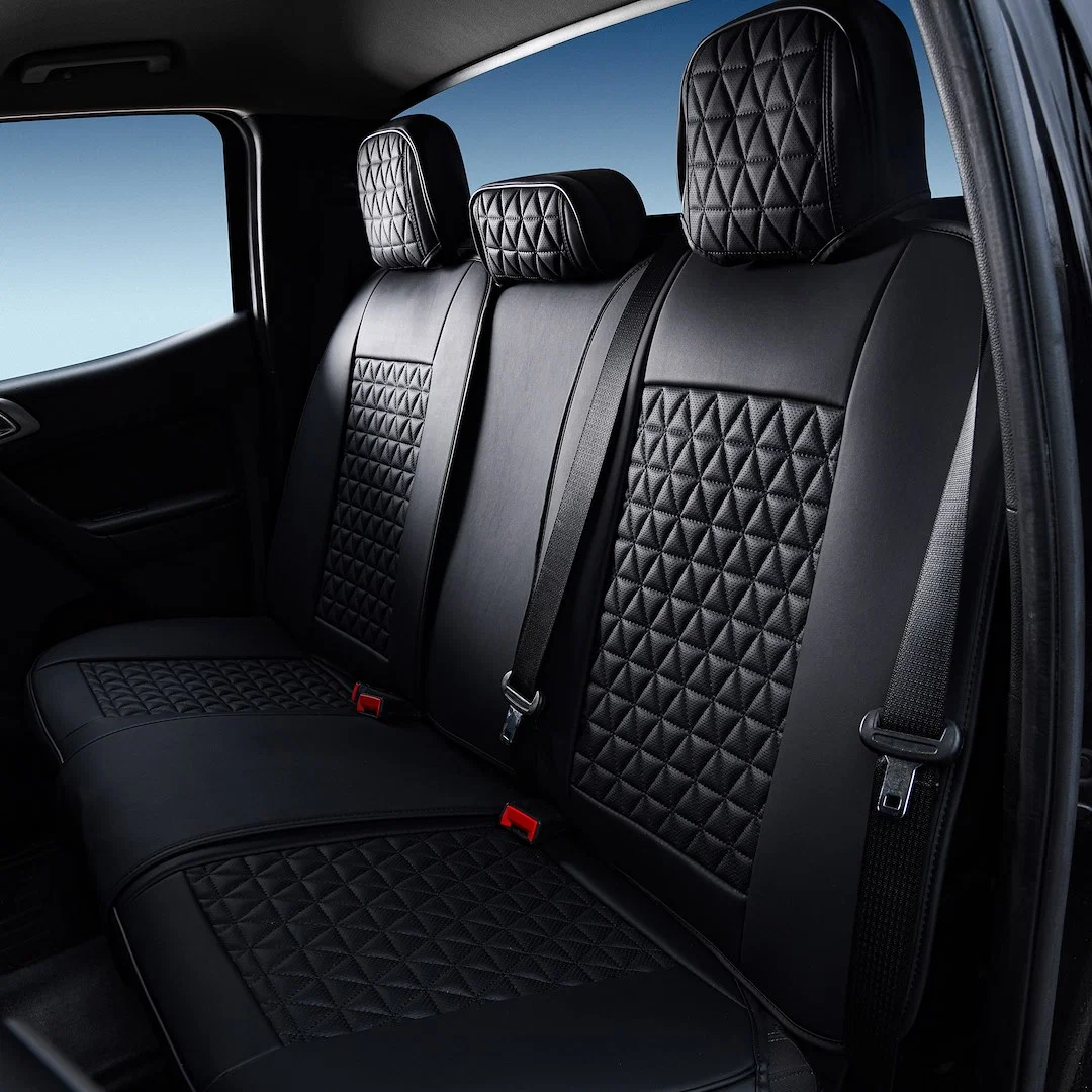 10SBL – SEAT CVR SOL Seat Cover, Front Bucket And Rear 60/40 Split Back Bench With 3 Adjustable Headrests Diamond Per...
